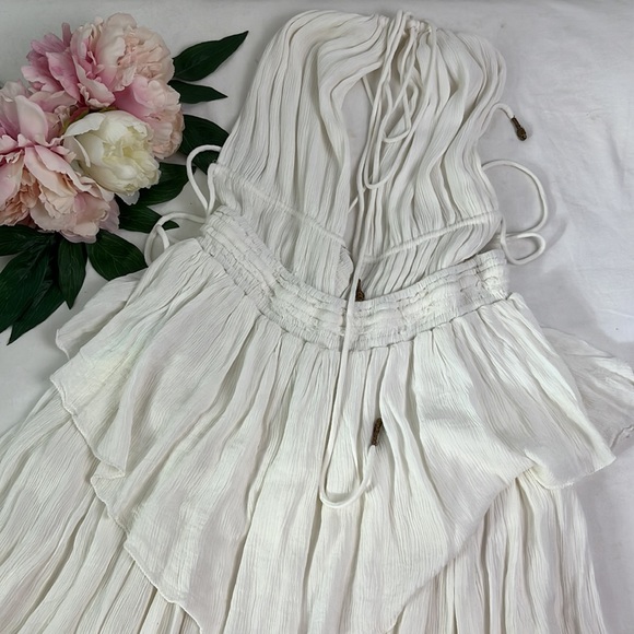 Free People Drop Dead Beauty Maxi Dress White Tiered Boho Lightweight Size M - Picture 4 of 8